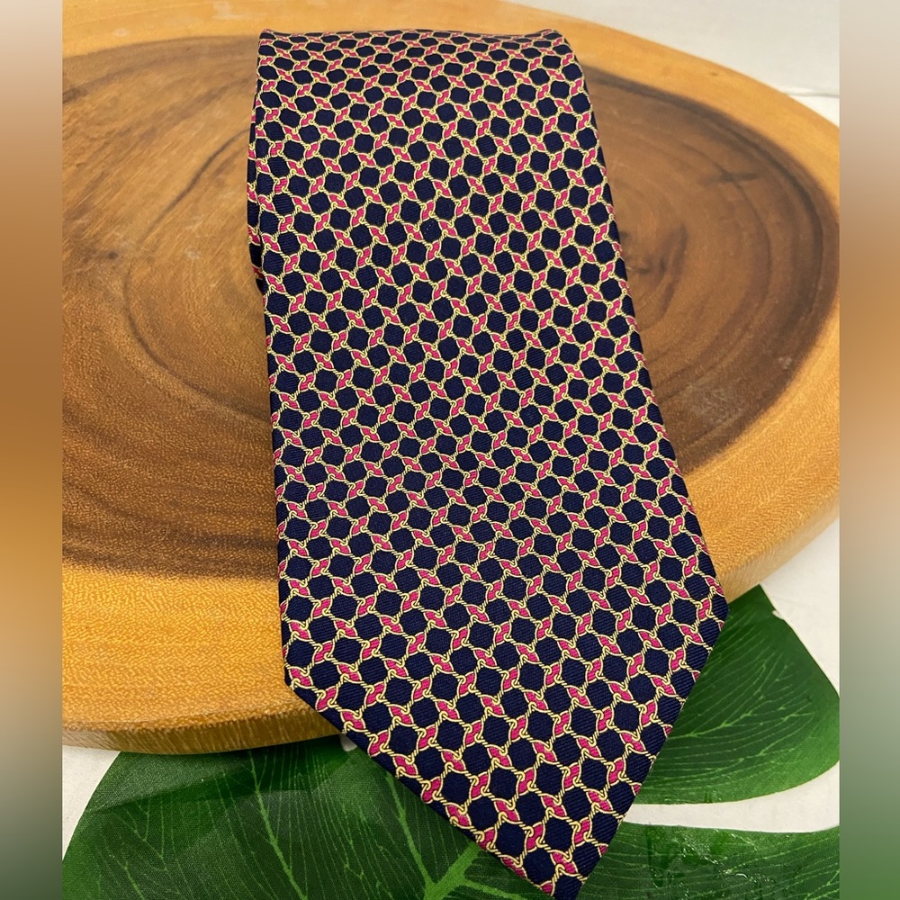 Brooks Brothers Makers Chain Link Knot Print Silk Tie